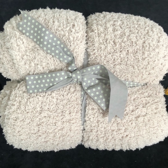 Other - Brand New! Cozy Cream/Gray Throw Blanket